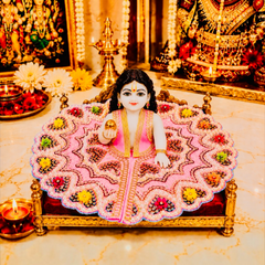 Designer Laddu Gopal Ji Dress | Heavy Stone & Embroidery Work | Premium Handmade Kanha Poshak - Baby Pink
