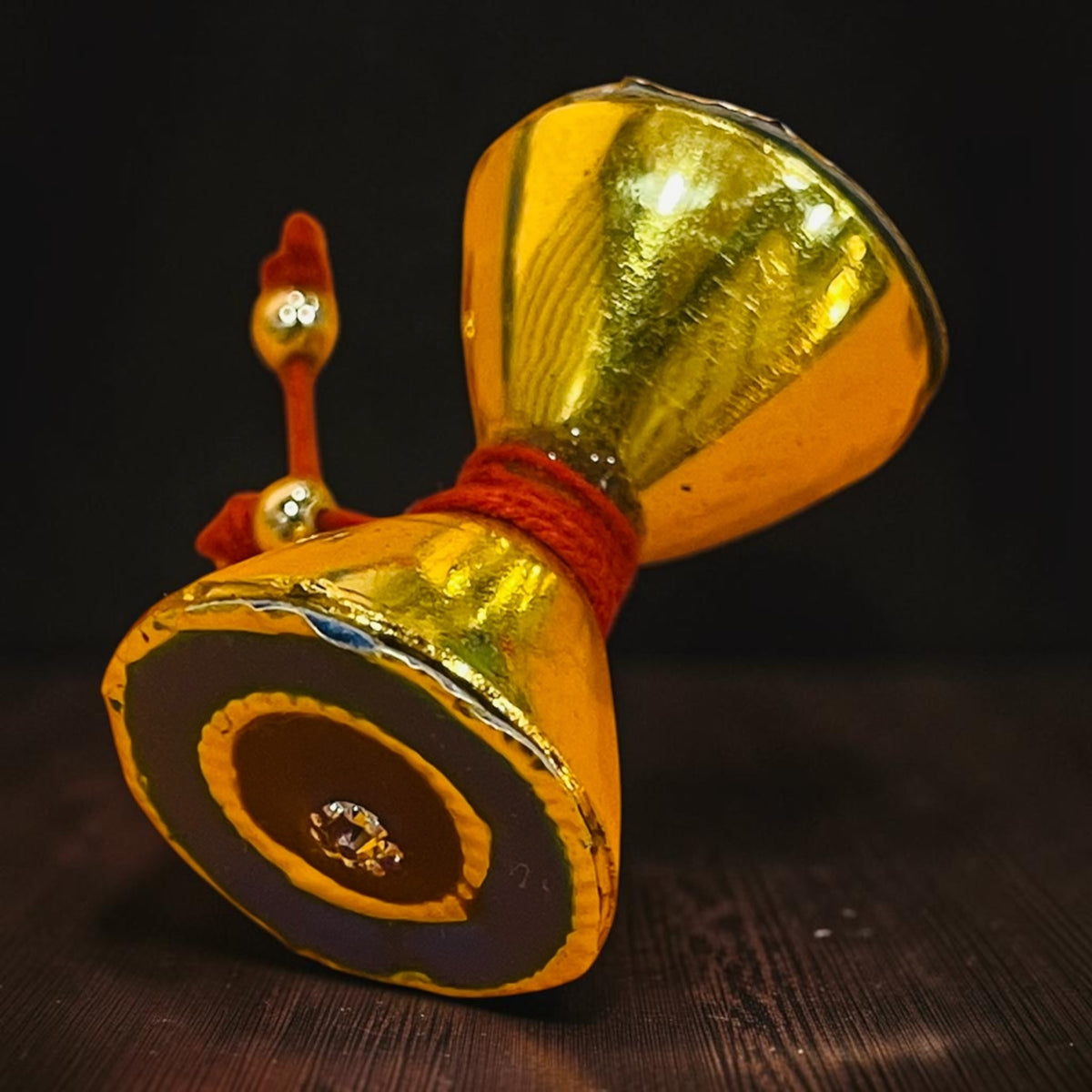 Small Golden Damru for Lord Shiva | Mini Decorative Toy for Pooja & Shivling