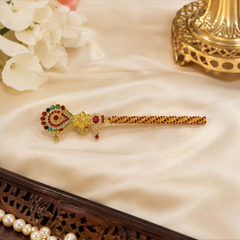 Designer Flute for Laddu Gopal Ji – Heavy Decorated Jarkan & Krishna Shringar Special - Red Stone