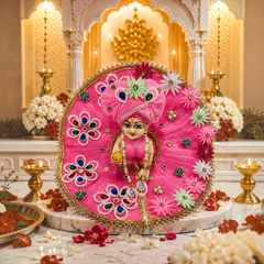 Heavy Designer Laddu Gopal Ji Dress with Beautiful Pagdi – Janmashtami Special - Baby Pink