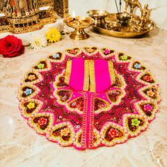 Designer Laddu Gopal Ji Dress | Heavy Stone & Embroidery Work | Premium Handmade Kanha Poshak - Magenta