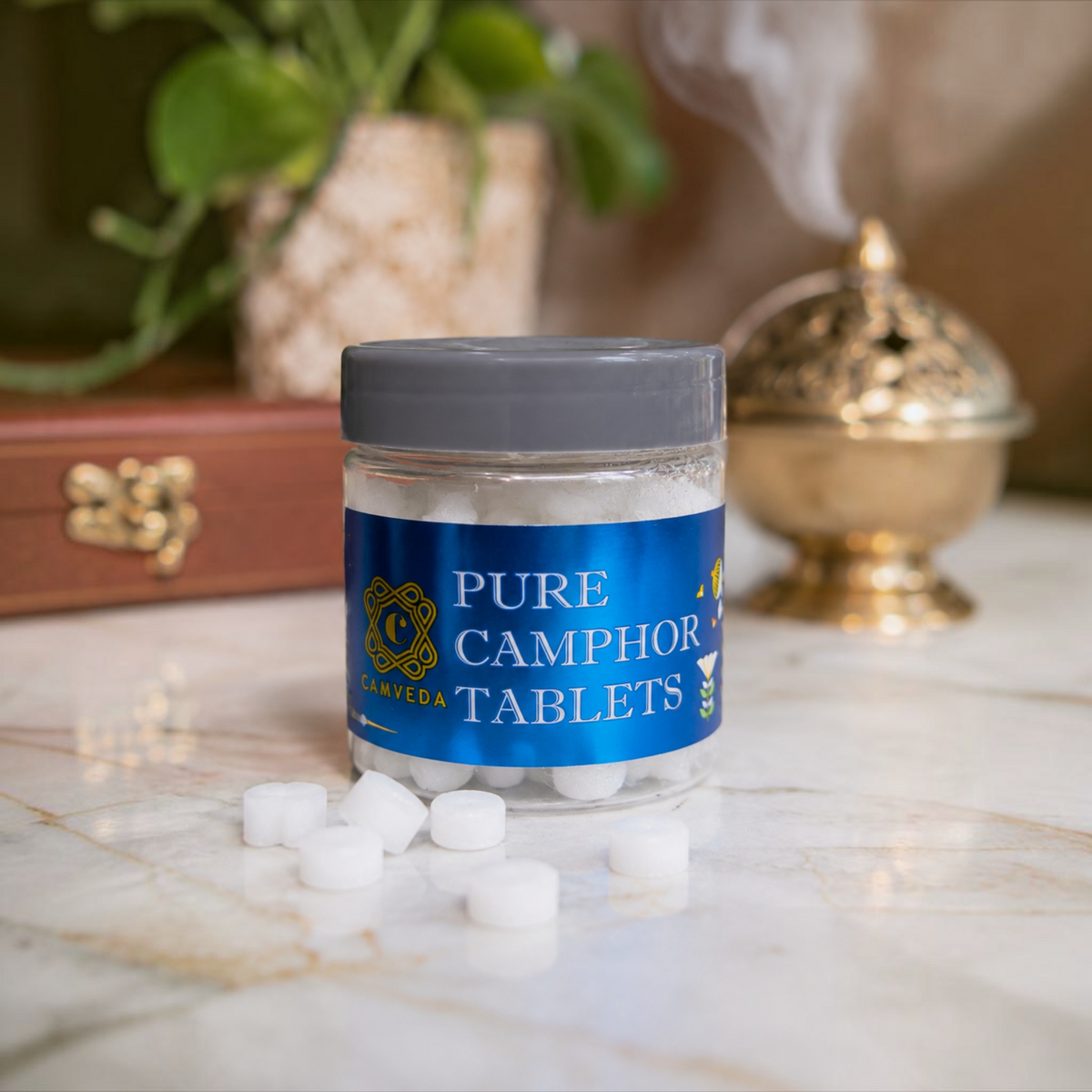 100% Pure Camphor Tablets – Organic, Smoke-Free & Premium Pooja Camphor | Box Pack