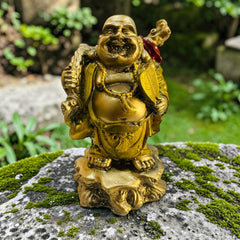 Madhav Collections Laughing Buddha Statue (4-5 Inch) – Dusty Marble Idol for Home, Office & Shop | Symbol of Luck, Wealth & Positivity