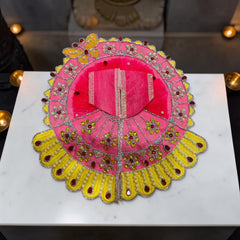 Premium Designer Laddu Gopal Ji Dress – Stone Work | Embroidery Brder | Washable Fabric - Dark Pink