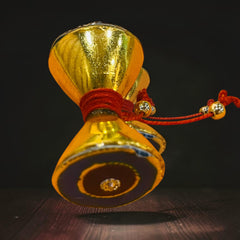 Small Golden Damru for Lord Shiva | Mini Decorative Toy for Pooja & Shivling