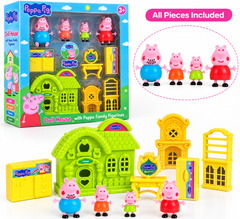 Doll House Play Set with Family Figurines, Furniture & Accessories | Pretend Play House Toy Set for Kids 3+ Years