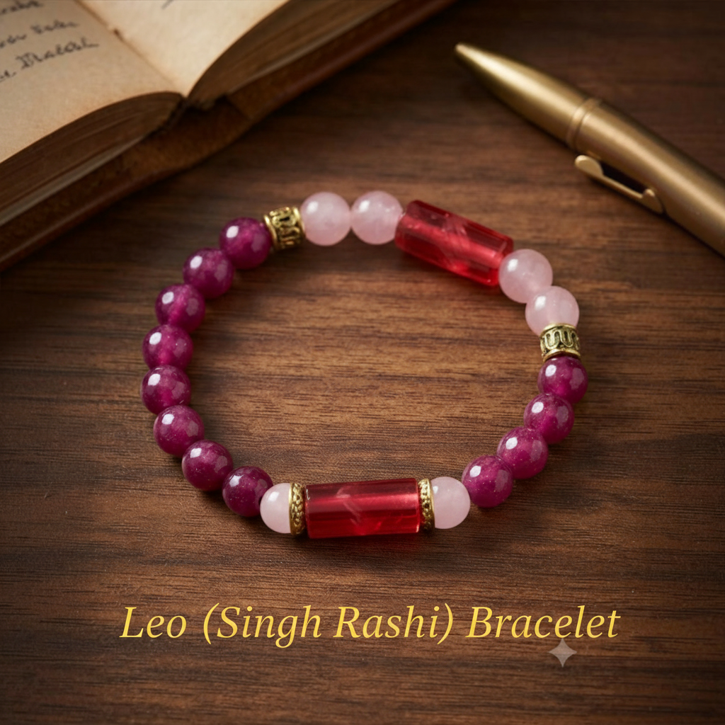 Leo (Singh Rashi) Bracelet – Natural Gemstone Zodiac Bracelet for Confidence, Strength & Positive Energy