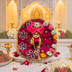 Heavy Designer Laddu Gopal Ji Dress with Beautiful Pagdi – Janmashtami Special - Rani Pink