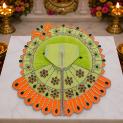 Premium Designer Laddu Gopal Ji Dress – Stone Work | Embroidery Brder | Washable Fabric - Green