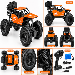Mini RC Rock Crawler Toy Car for Kids - Orange