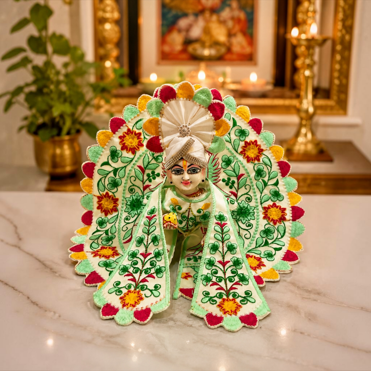 Handmade Cotton Threading Design Dress for Laddu Gopal Ji