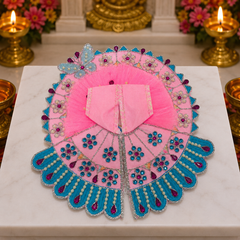 Premium Designer Laddu Gopal Ji Dress – Stone Work | Embroidery Brder | Washable Fabric - Pink