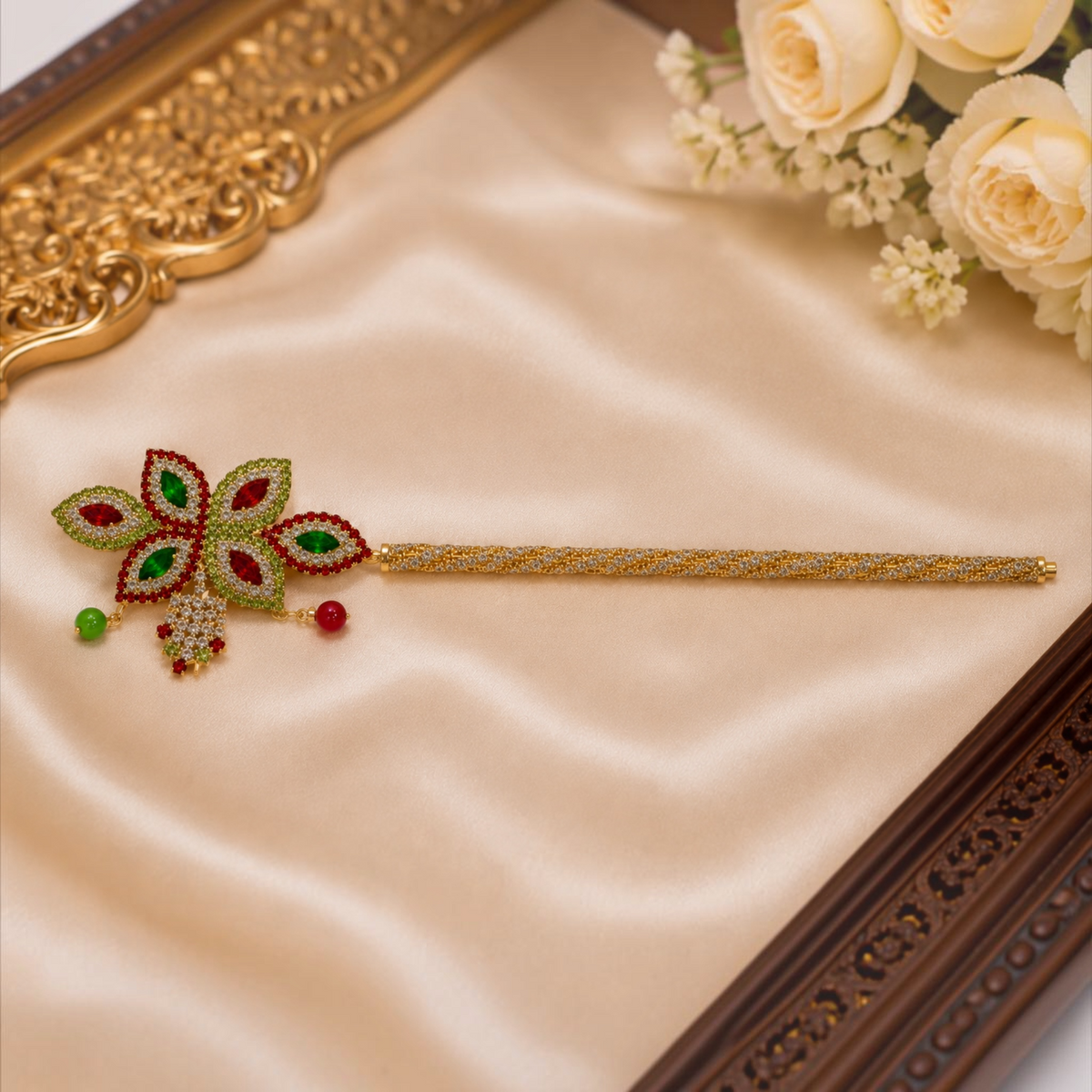 Designer Flute for Laddu Gopal Ji – Heavy Decorated Jarkan & Krishna Shringar Special - 6 Leafs