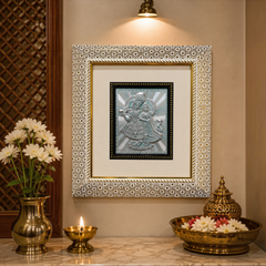 Silver Decorated God Photo Frame – 10 x 12 Inch | Beautiful Radha Krishna & Devotional Wall Decor