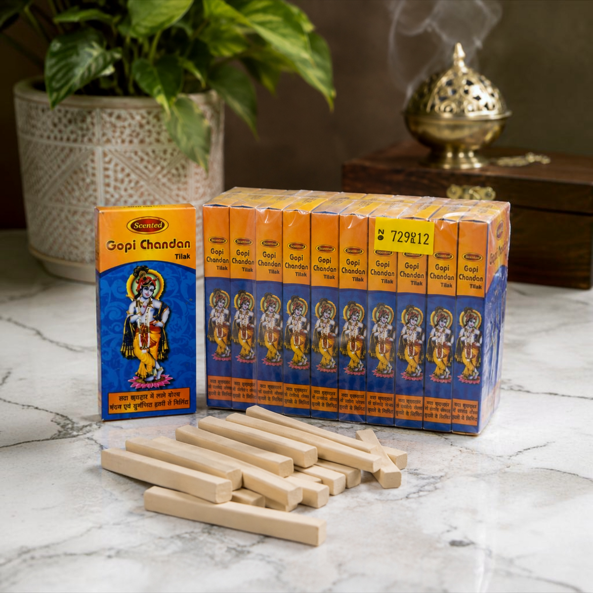 Gopi Chandan Sticks – Pack of 12 | Pure Vaishnav Tilak Chandan for Pooja & Bhakti